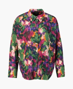 Clearance Blouse Woven Camouflage Flower Zwart Dames Blouses
