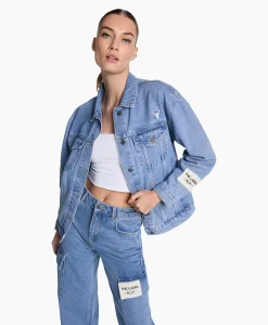 Best Jack Woven Denim Blauw Dames Jassen