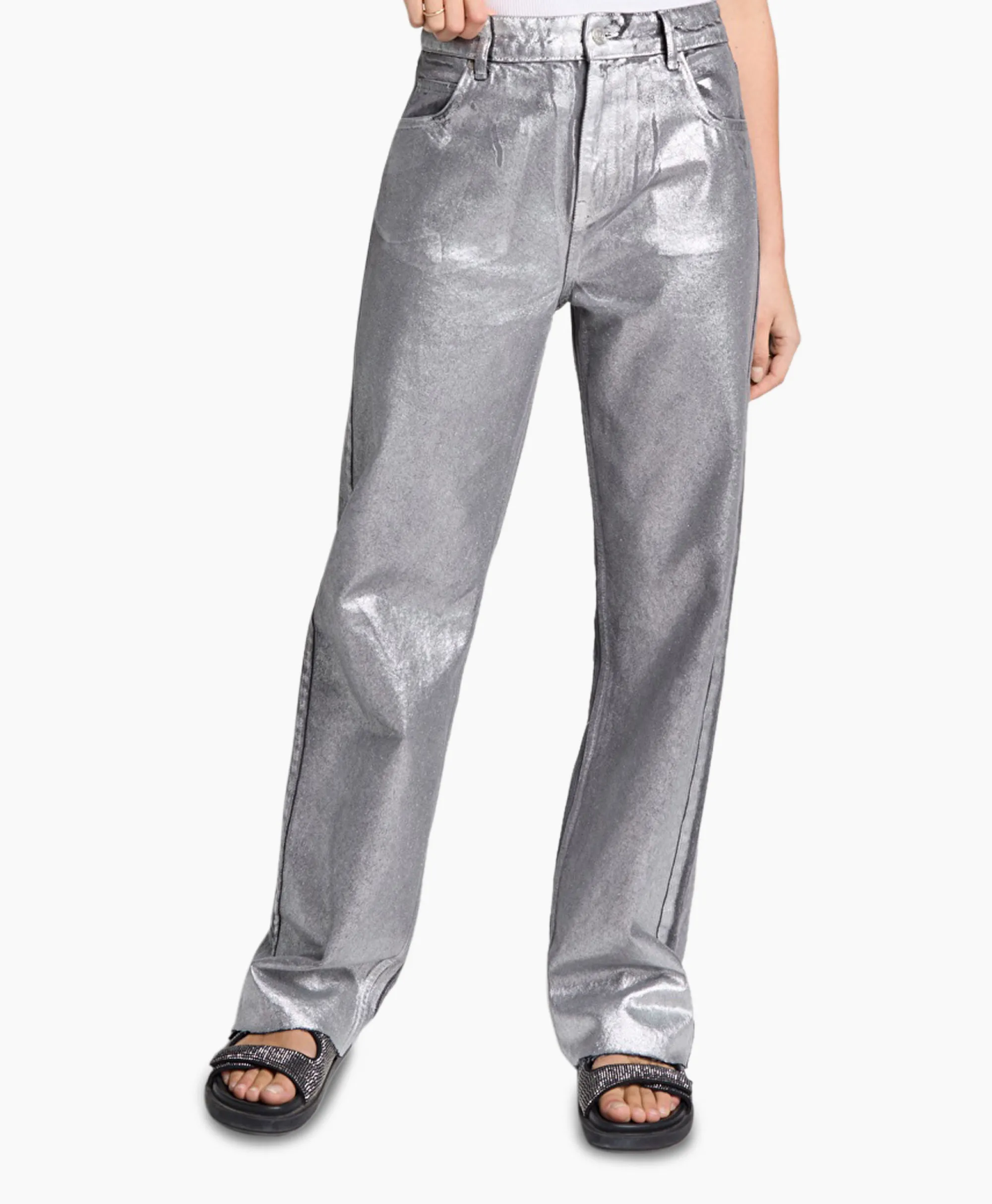 Sale Jeans Woven Silver Denim Zilver Dames Broeken