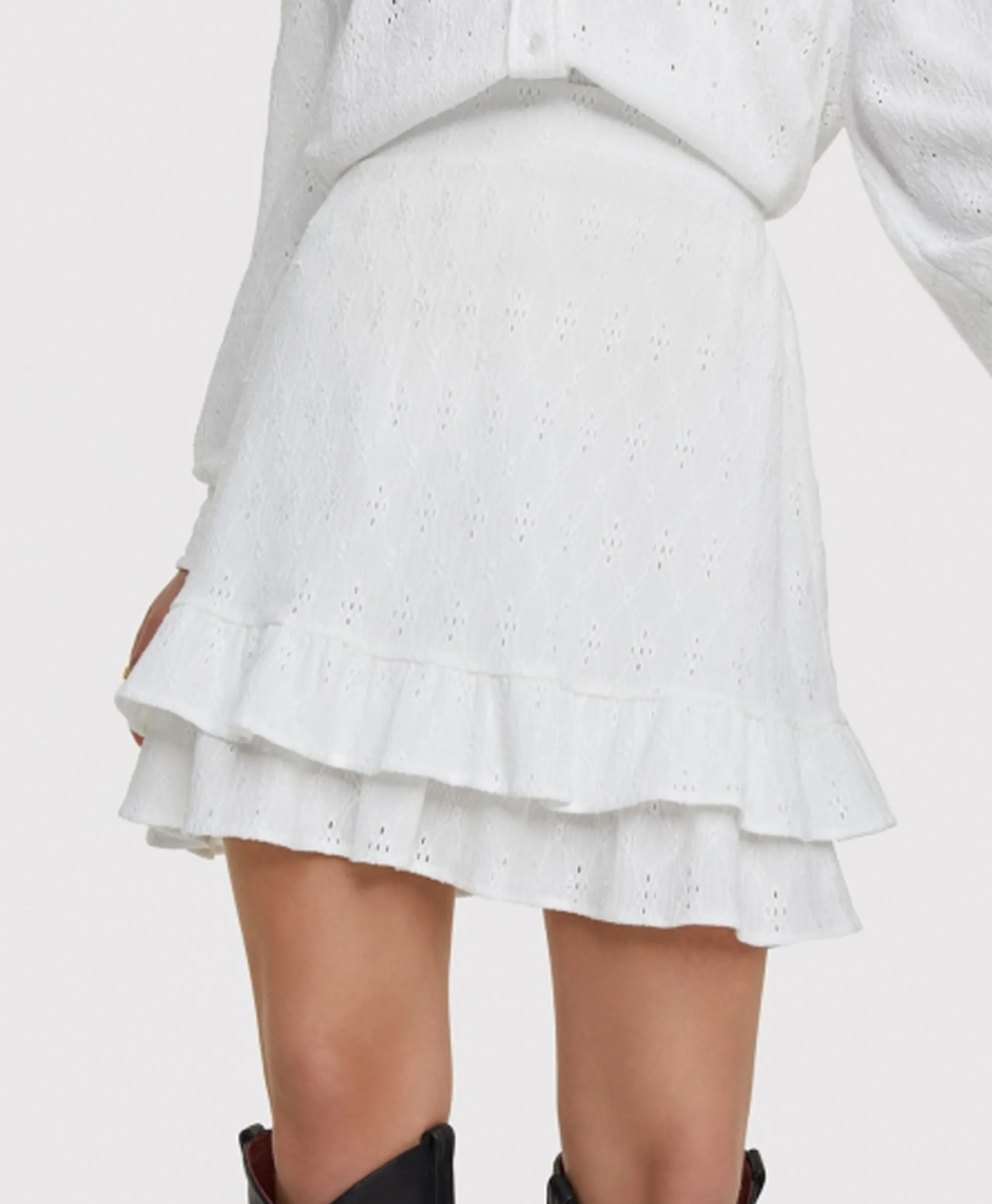Sale Minirok Knitted Jersey Broderie Skirt Off White Dames Rokken