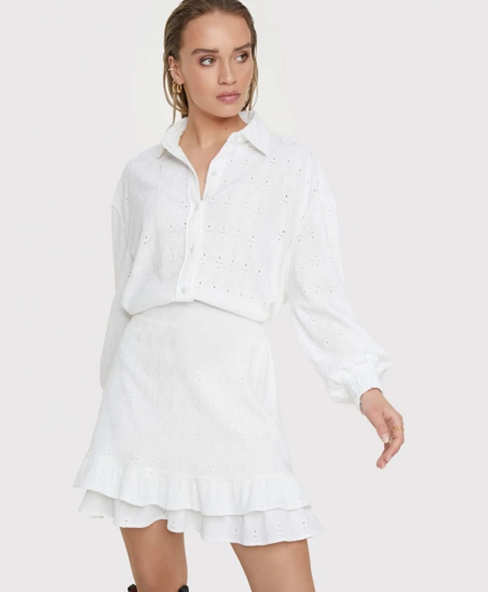 Sale Minirok Knitted Jersey Broderie Skirt Off White Dames Rokken