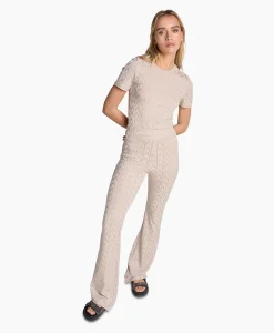 Outlet T-Shirt Korte Mouw Knitted A Jacquard Zand Dames T-Shirts & Tops