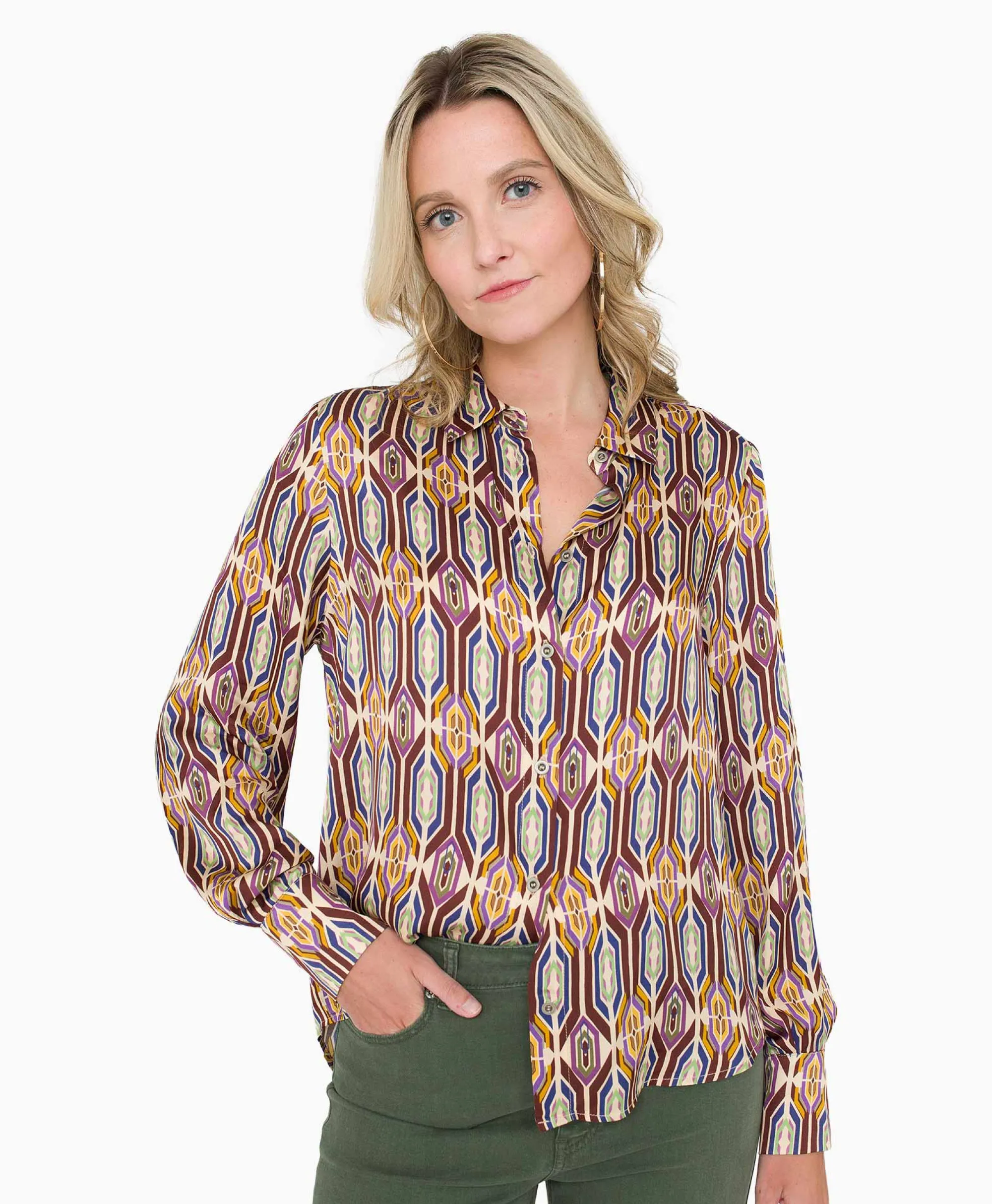 Clearance Blouse 32A05-03313 Beige Dames Blouses