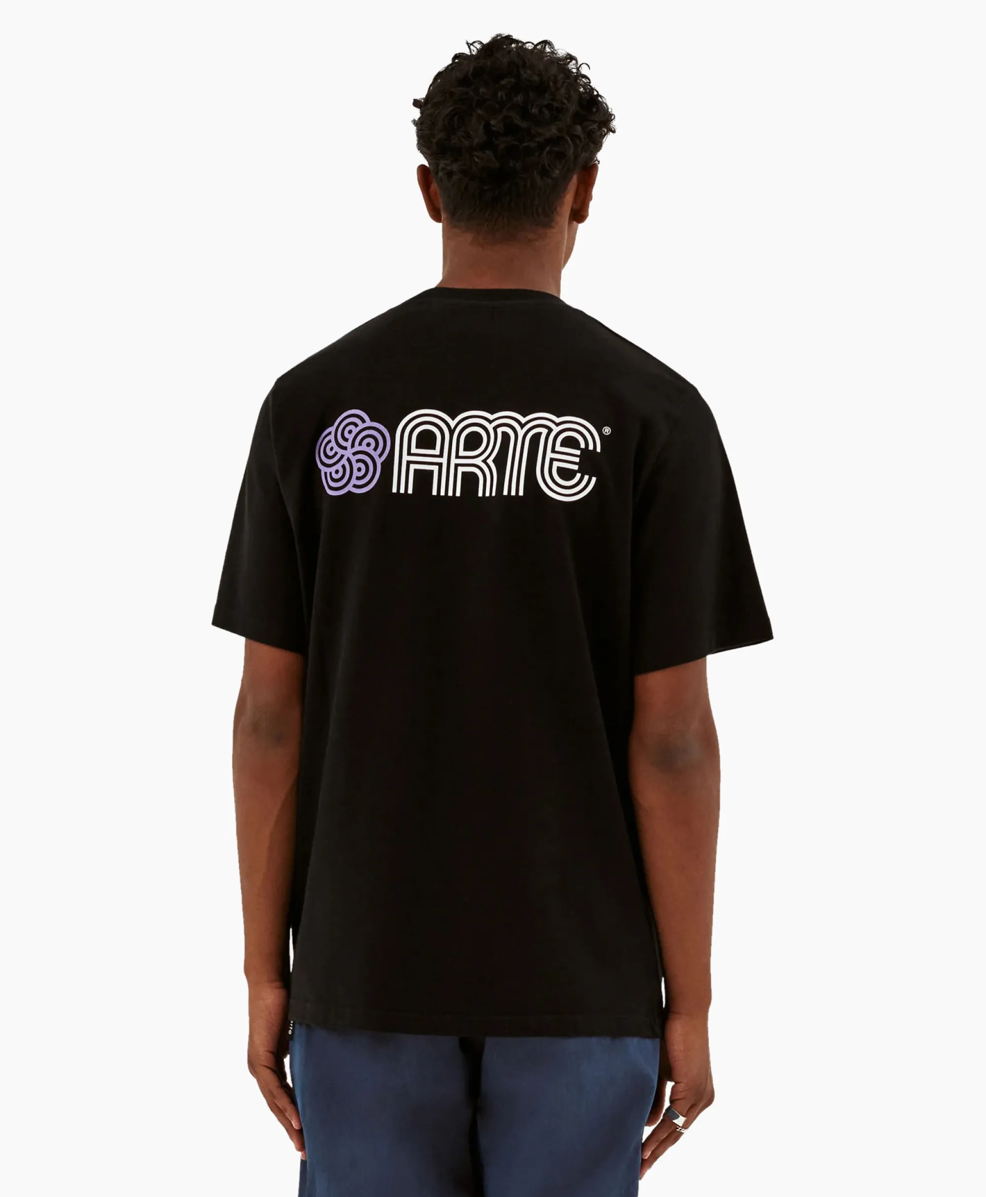 Arte Antwerp T-Shirt Korte Mouw Circle Flower Back Front Print Zwart*Heren T-Shirts