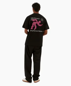 Clearance T-Shirt Korte Mouw Circle Runner Back Print Zwart Heren T-Shirts