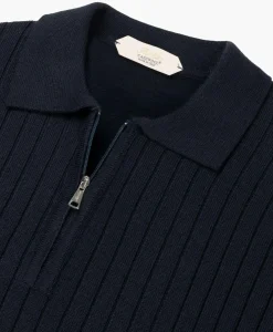 Best Pullover Rib Zip Polos Ls Donker Blauw Heren Truien