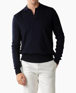 Online Pullover Buttonless Polo L Donker Blauw Heren Truien