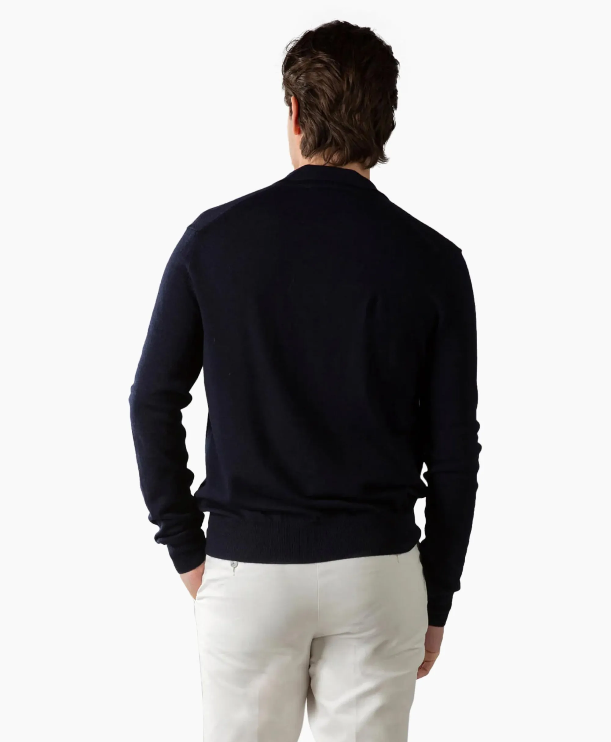 Online Pullover Buttonless Polo L Donker Blauw Heren Truien