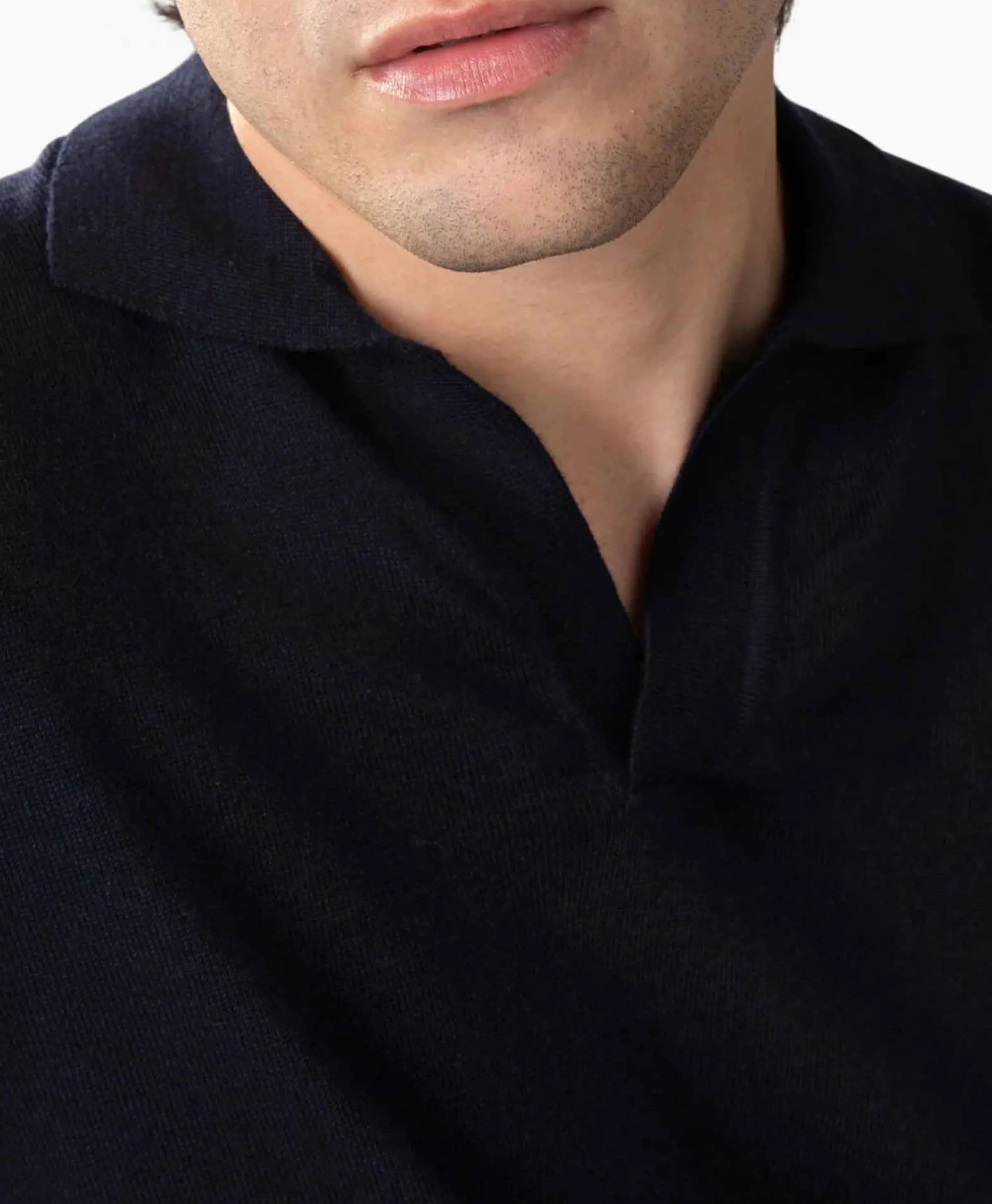 Online Pullover Buttonless Polo L Donker Blauw Heren Truien