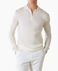Pullover Rib Zip Polos Ls Ivoor / Naturel Heren Truien
