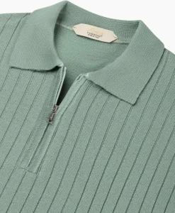 Discount Pullover Rib Zip Polos Ls Licht Groen Heren Truien