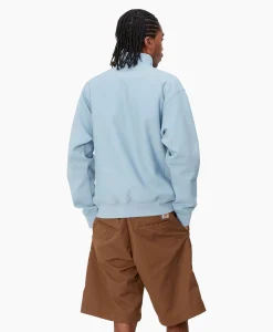 Hot Sweater Half Zip American Script Blauw Heren Truien