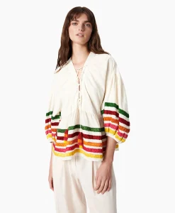 Sale Blouse Liberty Embroidered Off White Dames Blouses