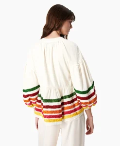 Sale Blouse Liberty Embroidered Off White Dames Blouses