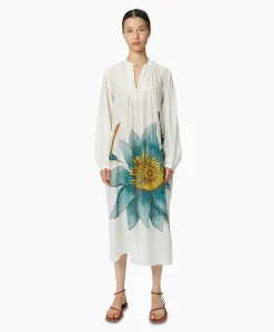Online Maxi Jurk Daisy Embroidered Blauw Dames Bruiloftskleding