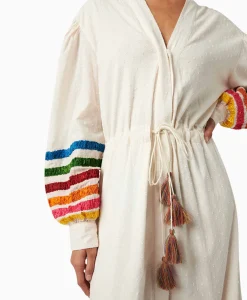 Online Maxi Jurk Lena Embroidered Off White Dames Bruiloftskleding