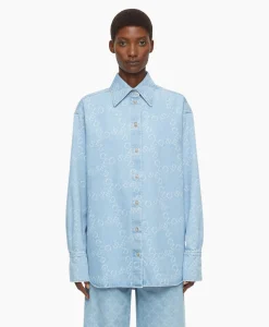 Best Blouse Boxy Long Sleeve Licht Blauw Dames Blouses