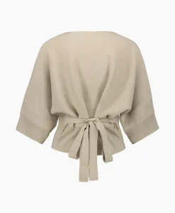 Pullover Short Sleeve Wrap Grijs Dames Truien