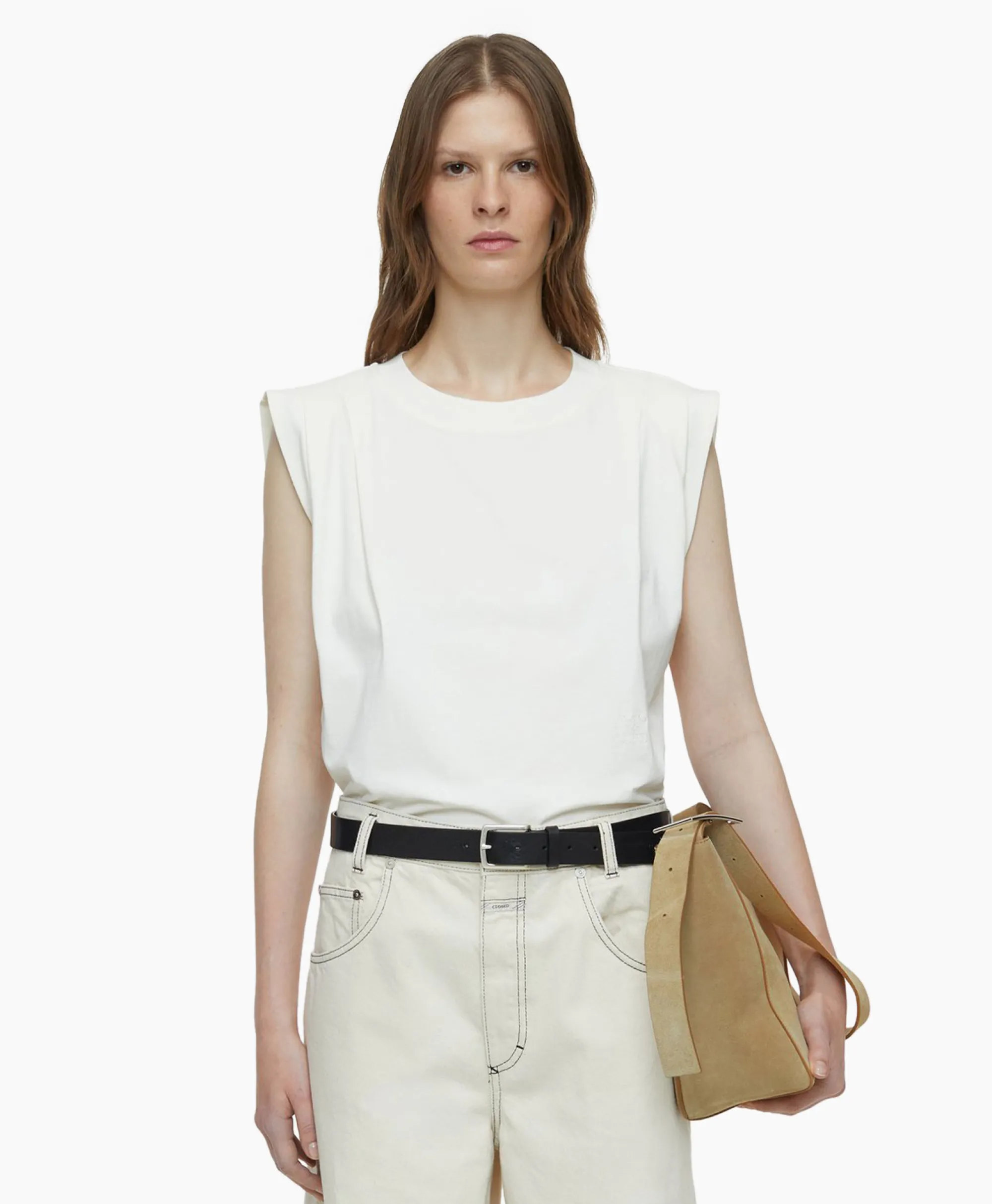 New Top Pleated Sleeveless Off White Dames T-Shirts & Tops