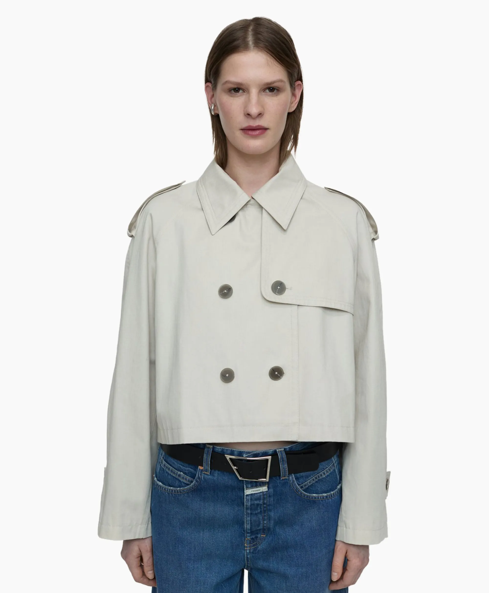 Best Trenchcoat Cropped Ecru Dames Jassen