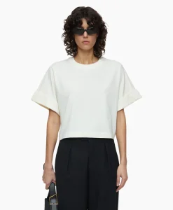 Discount T-Shirt Korte Mouw Turn Up Ecru Dames T-Shirts & Tops