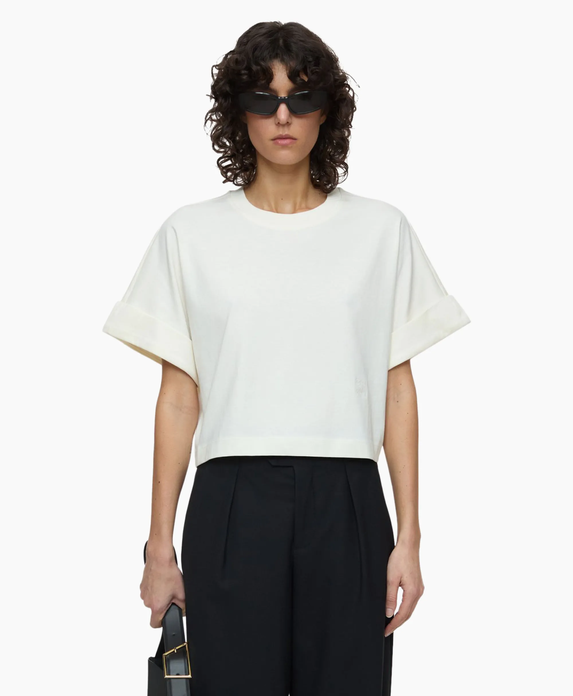 Discount T-Shirt Korte Mouw Turn Up Ecru Dames T-Shirts & Tops