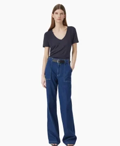 Best T-Shirt Korte Mouw V-Neck Blauw Dames T-Shirts & Tops