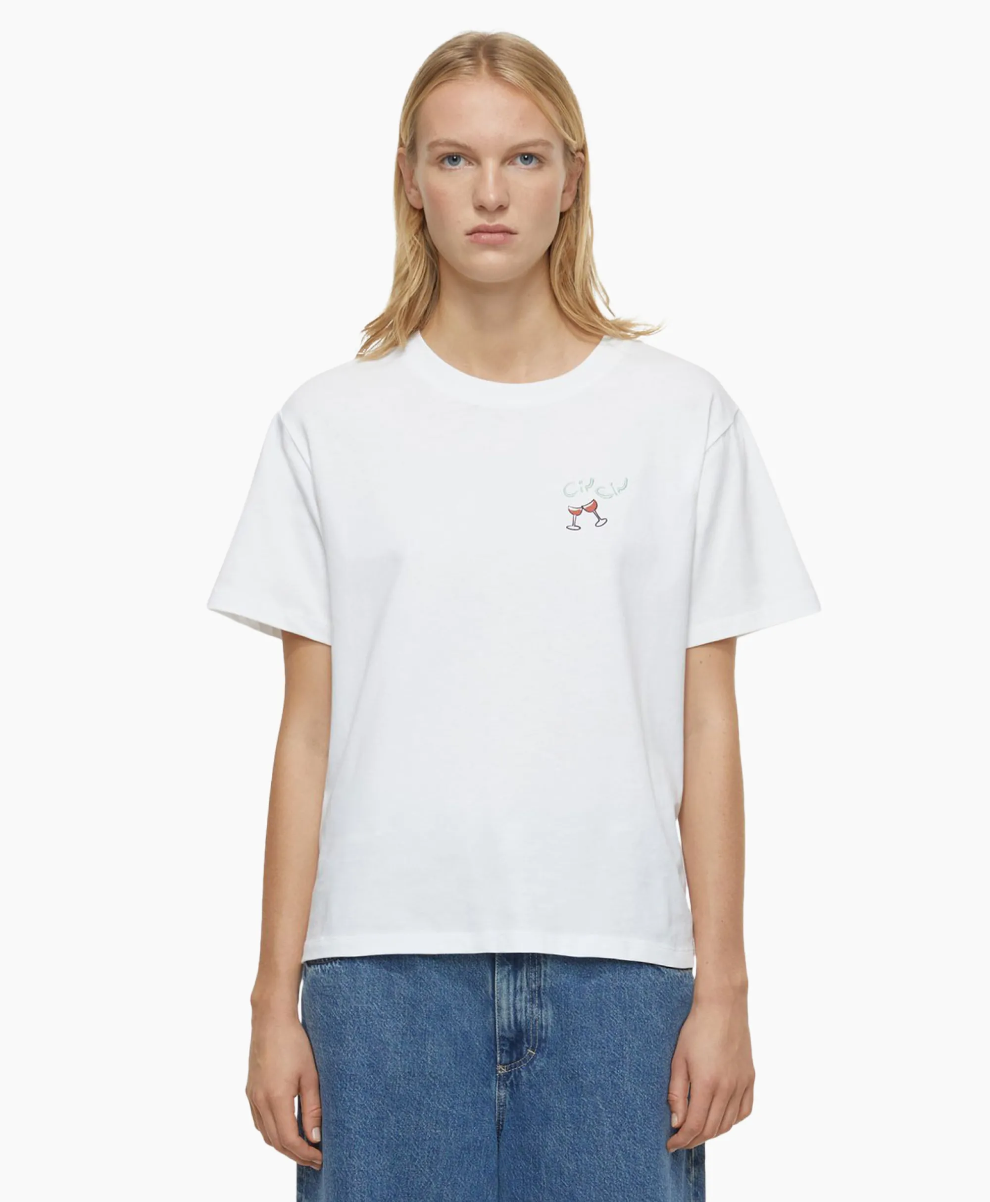 New T-Shirt Korte Mouw Printed Wit Dames T-Shirts & Tops