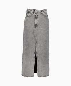 Outlet Co'Couture Midi Rok Vika Asym Slit Grijs Dames Rokken