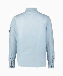 Outlet Overshirt Gabardine Zipped Licht Blauw Heren Jassen