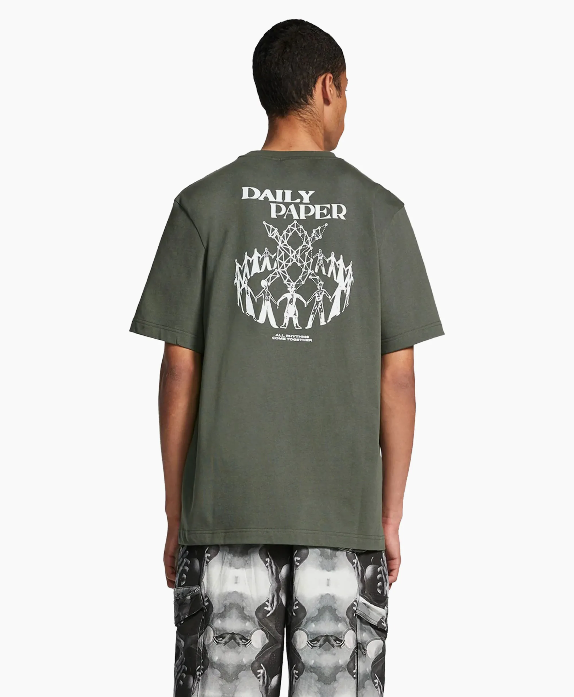 T-Shirt Korte Mouw Hand Donker Groen Heren T-Shirts