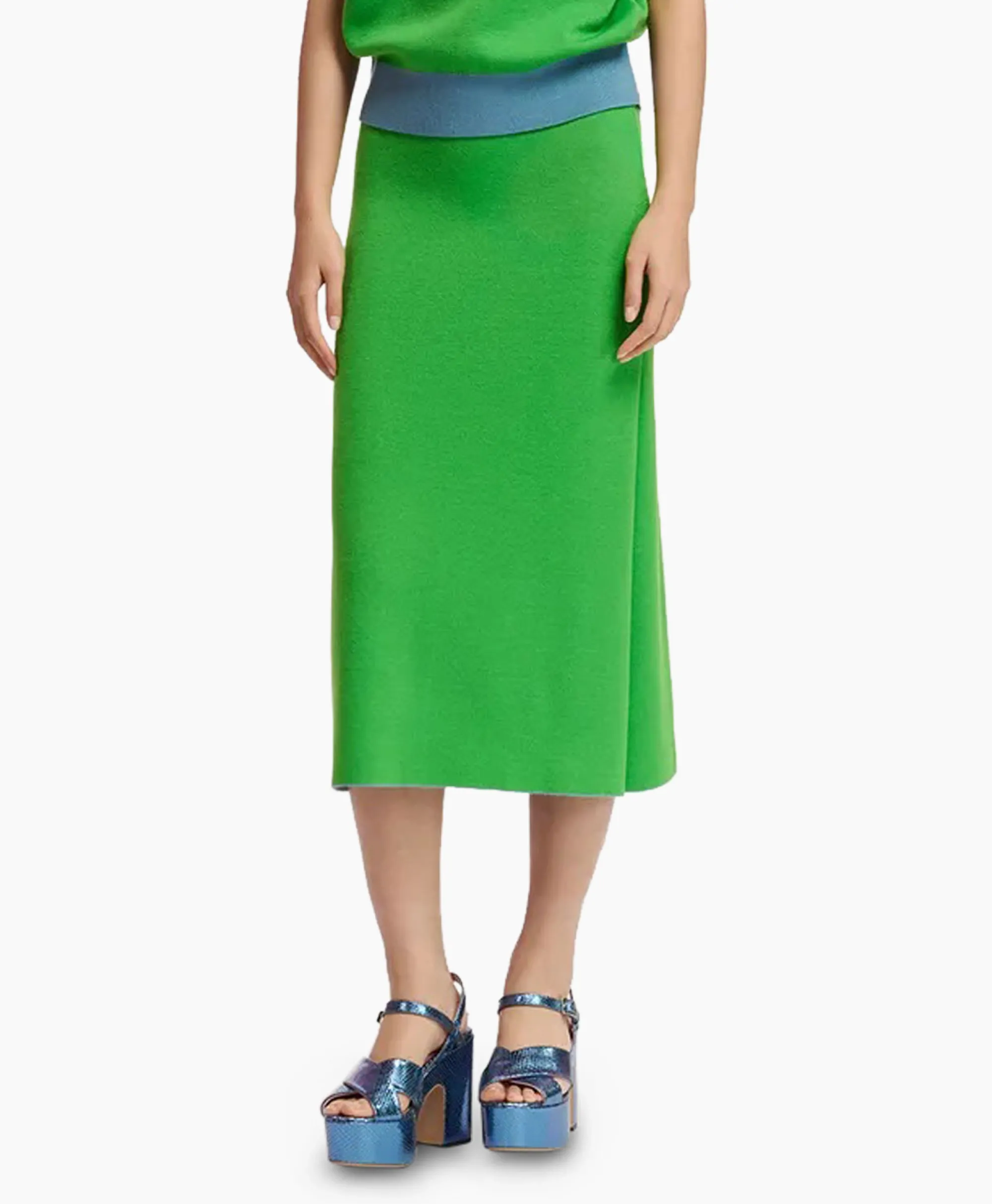 Hot Midi Rok Folder Blauw Dames Rokken