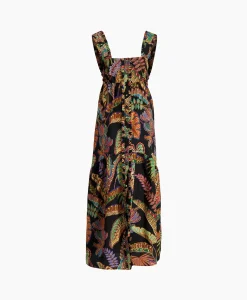 Clearance Maxi Jurk Cool Foliage Black Sleeveless Zwart Dames Bruiloftskleding
