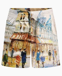 New Flaneur Korte Broek Short Somewhere In Europe Wit Dessin Heren Broeken