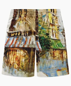 New Flaneur Korte Broek Short Somewhere In Europe Wit Dessin Heren Broeken