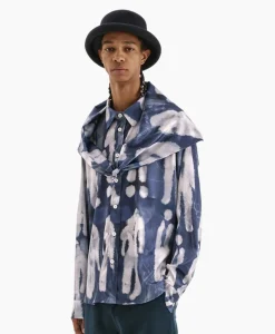 Sale Flaneur Overshirt Character Silk Hooded Blauw Heren Jassen