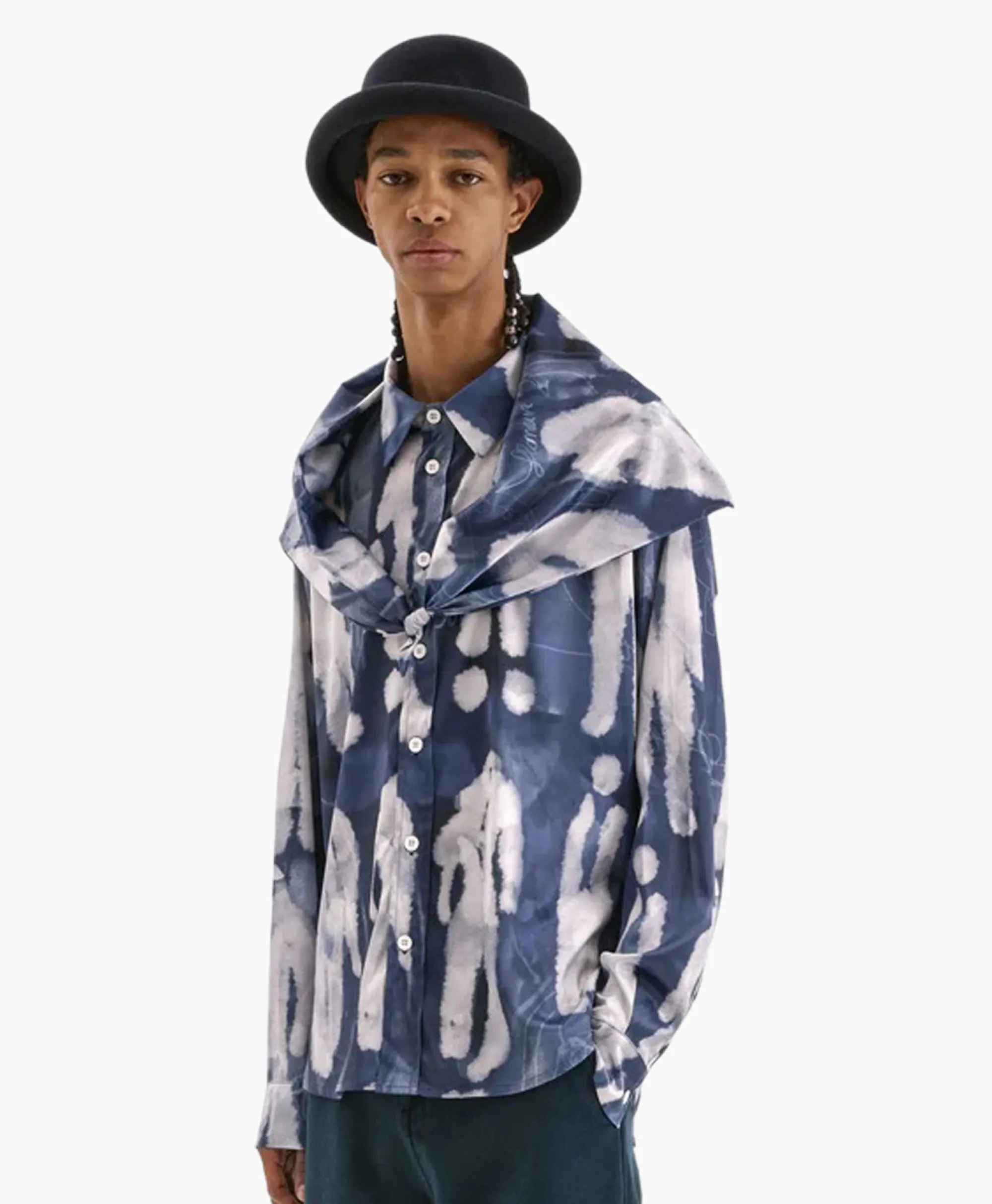 Sale Flaneur Overshirt Character Silk Hooded Blauw Heren Jassen