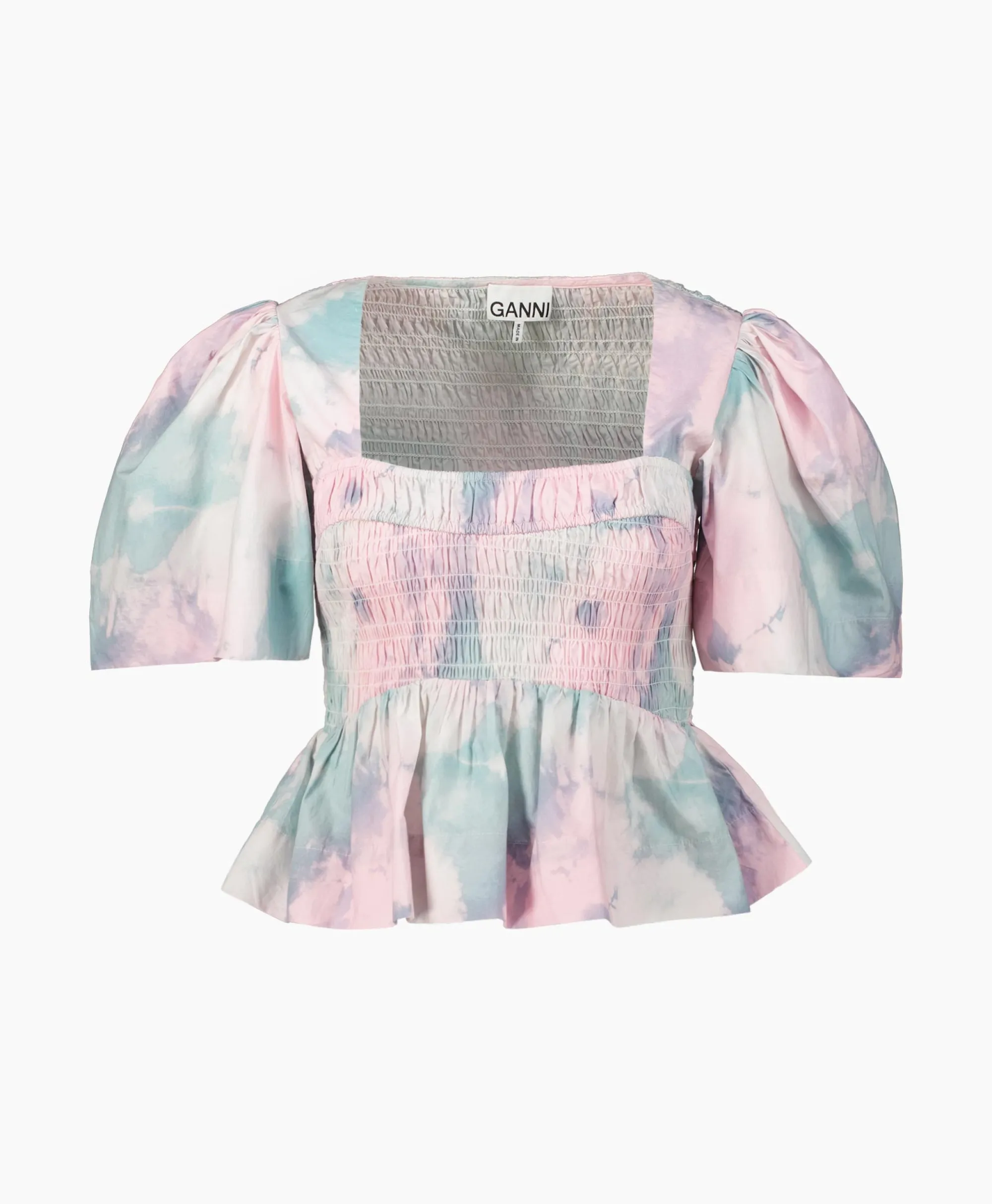 Online Blouse Printed Cotton Open-Neck Smock Rose Dames Blouses