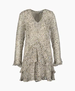 Online Mini Jurk Printed Light Georgette Dress Ecru Dames Jurken