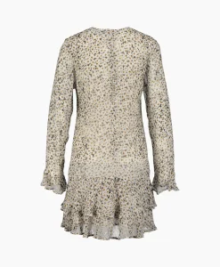 Online Mini Jurk Printed Light Georgette Dress Ecru Dames Jurken