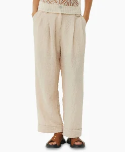Outlet Pantalon Textured Suiting Mid Waist Beige Dames Broeken