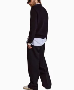 Sale Broek Golden M Wide Legs Compact Gabardine Wool Donker Blauw Heren Broeken