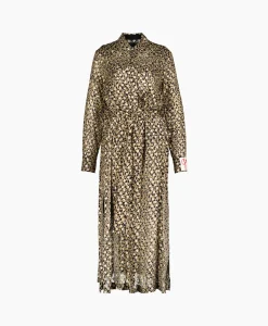 Sale Midi Jurk Golden W's Chemisier Leopard Print Fil C Beige Dames Jurken