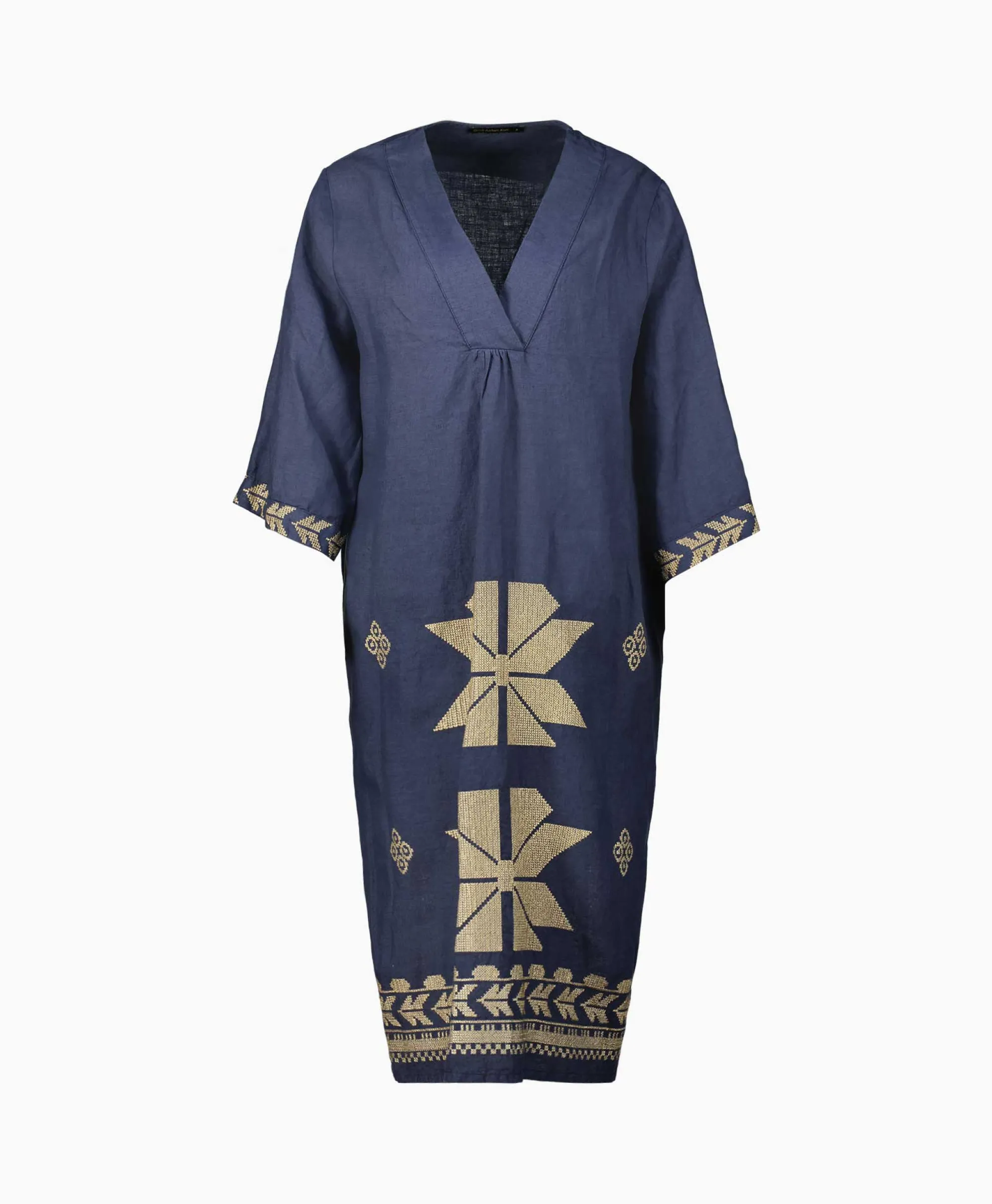 Hot Midi Jurk Aeolis V-Neck Donker Blauw Dames Bruiloftskleding