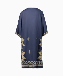 Hot Midi Jurk Aeolis V-Neck Donker Blauw Dames Bruiloftskleding