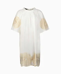 Outlet Mini Jurk Short Labyrinth Bell Sleeve Wit Dames Bruiloftskleding