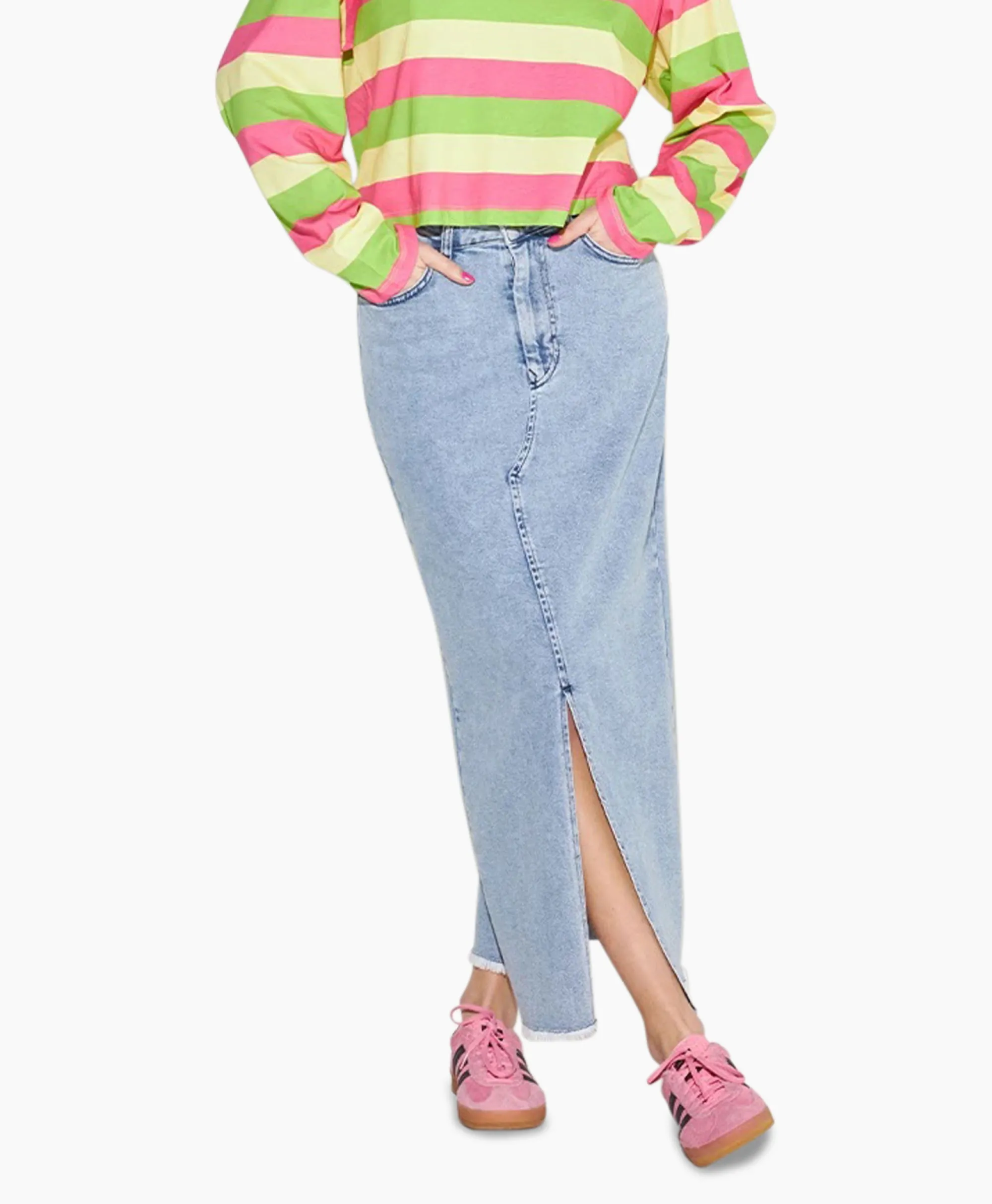 Outlet Harper & Yve Midi Rok Yve-Sk Licht Blauw Dames Rokken