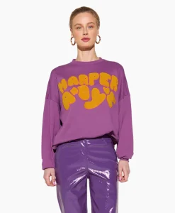 Best Harper & Yve Pullover Logo-Sw Paars Dames Truien