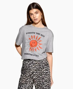 Online Harper & Yve T-Shirt Korte Mouw Smiley-Ss Grijs Dames T-Shirts & Tops