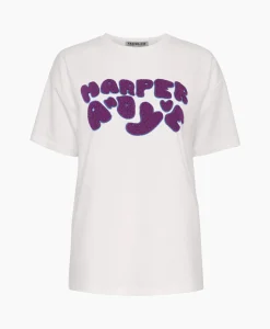 Hot Harper & Yve T-Shirt Korte Mouw Logo-Ss Off White Dames T-Shirts & Tops